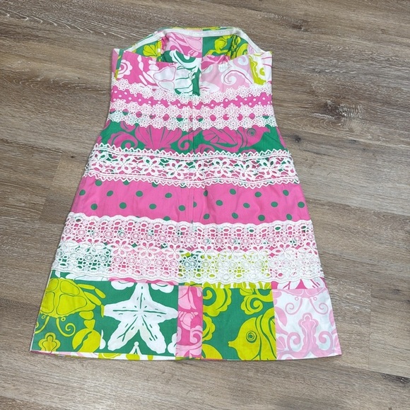 Lilly Pulitzer Strapless Floral SZ 0 Pink and Green Mini Dress for Vibrant Style - Picture 12 of 14